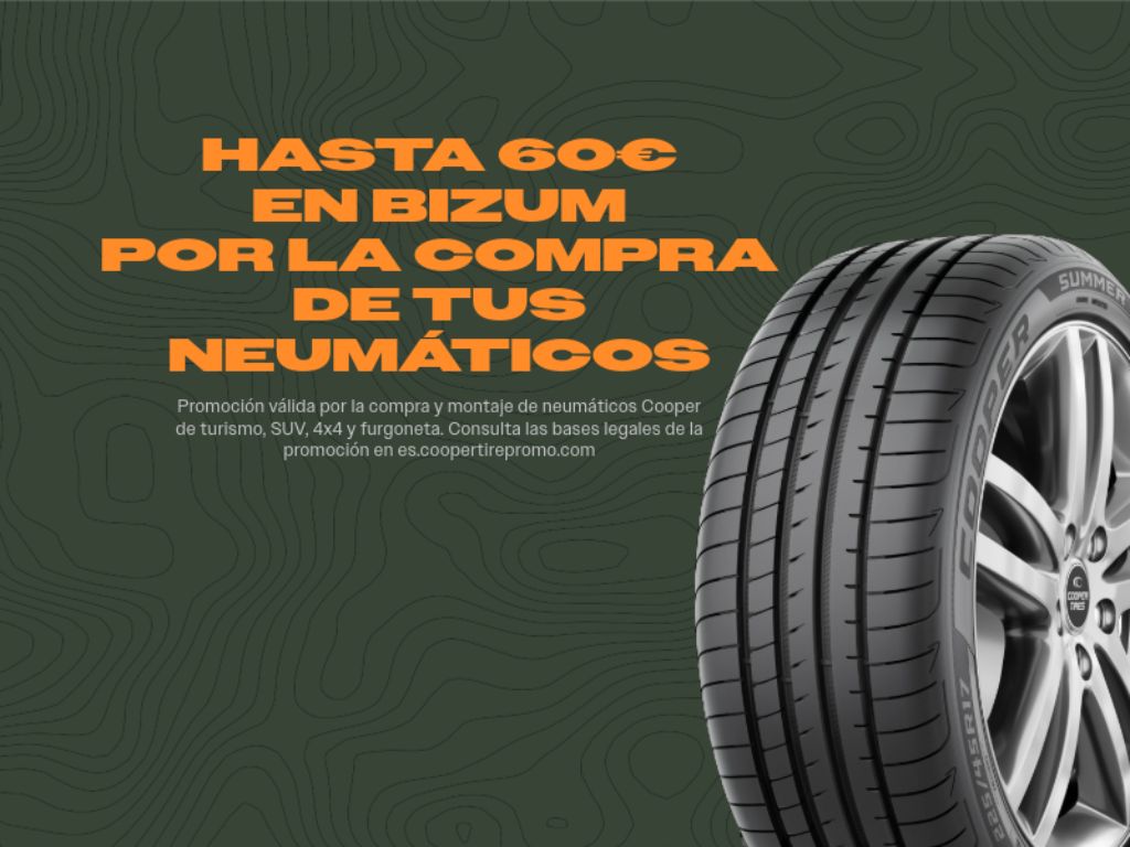 ¡Hasta 60€ en bizzum por la compra de tus neumáticos Cooper!